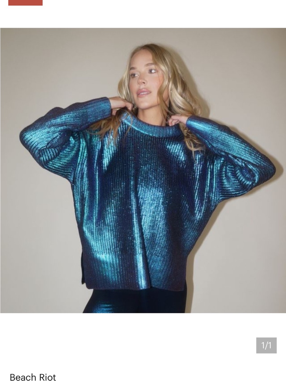 Beach Riot Metallic Colorshift Ribbed Crew Sweater New w Tags Size XS fits S & M
